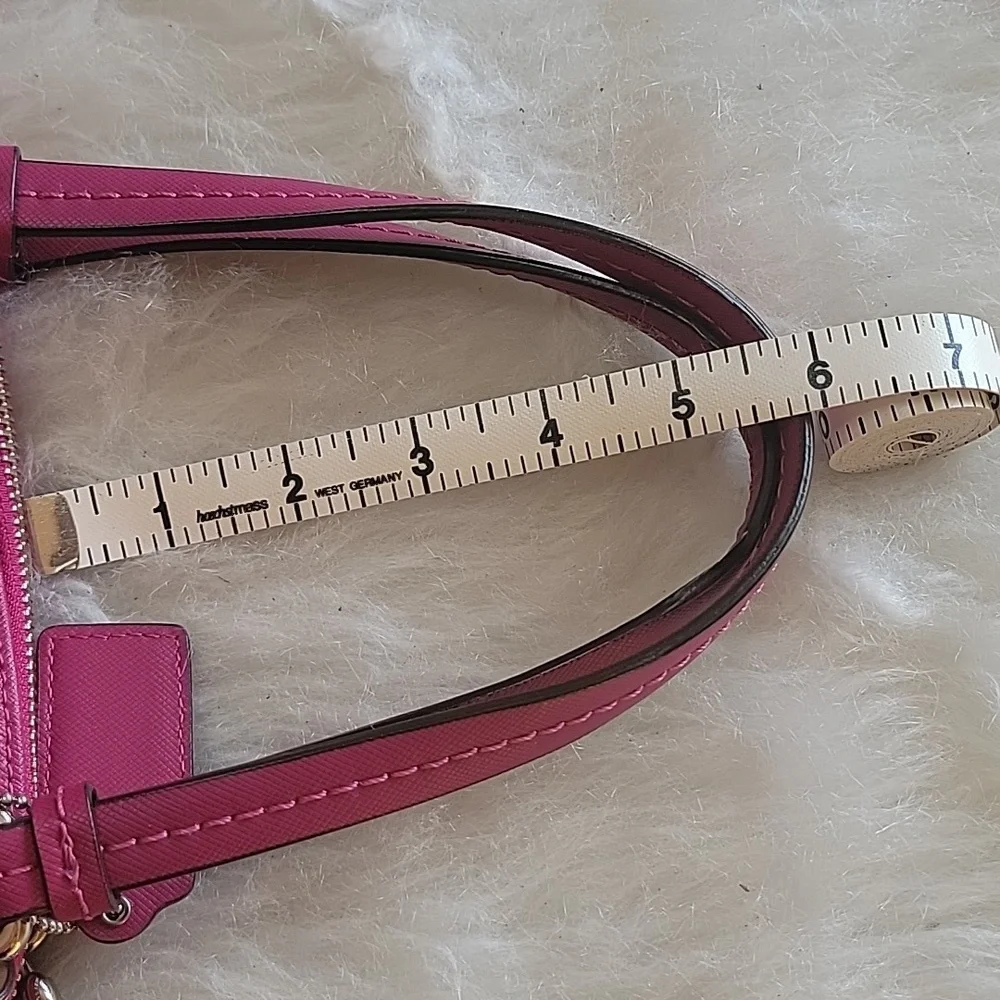 COACH Cora Peyton Pink Double Handle Zip Around Crossbody Satchel‎ Dome Bag